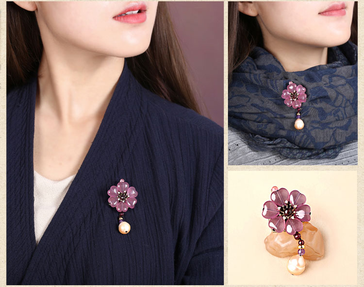 紫色優雅花朵胸針胸花飾品
