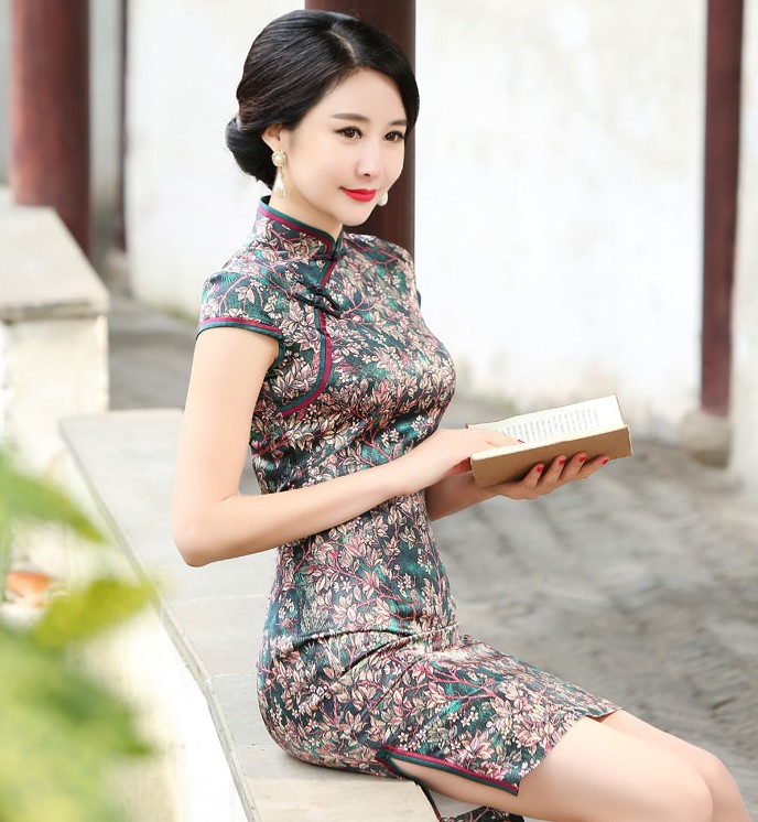 古典優雅細小花枝旗袍