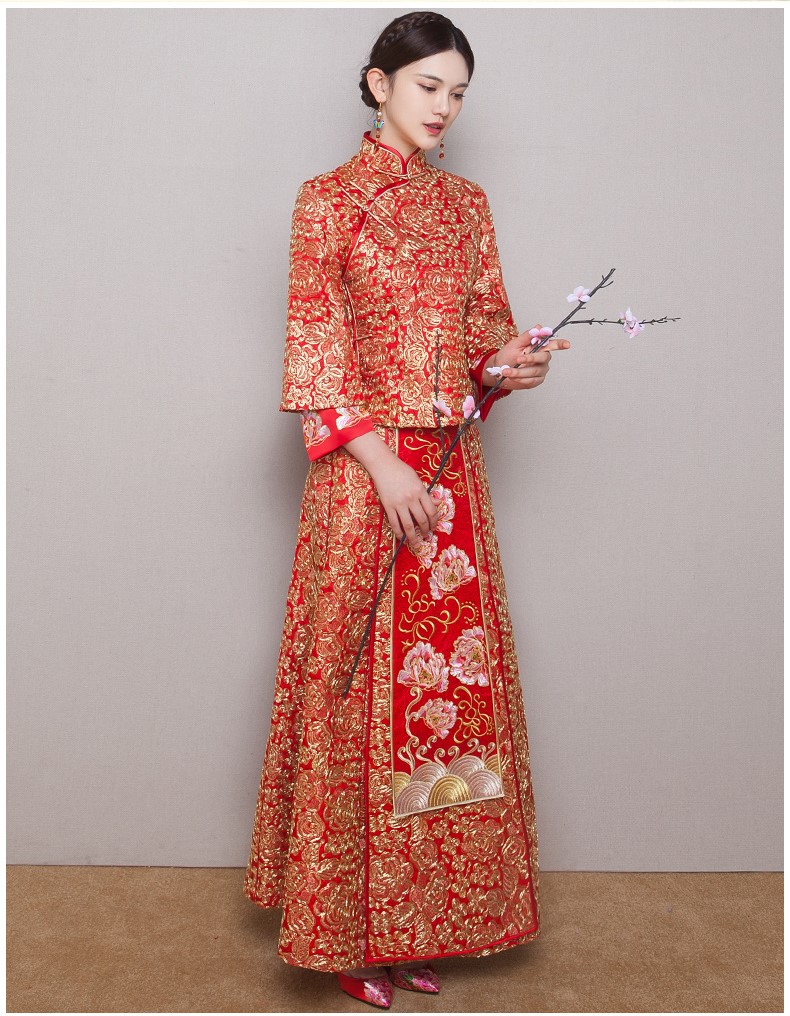 中式紅色新娘結婚禮服，唯美秀禾中式禮服