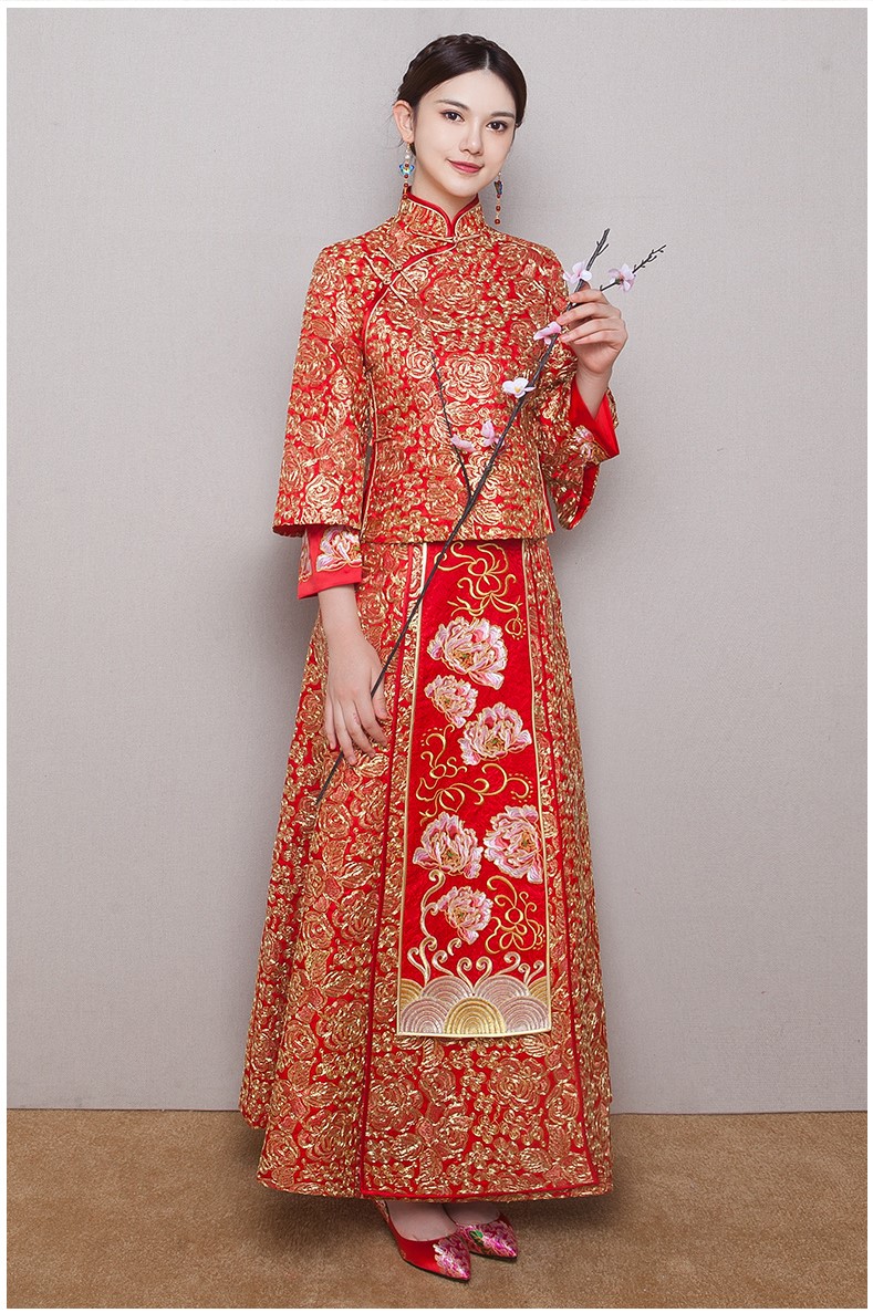 中式紅色新娘結婚禮服，唯美秀禾中式禮服