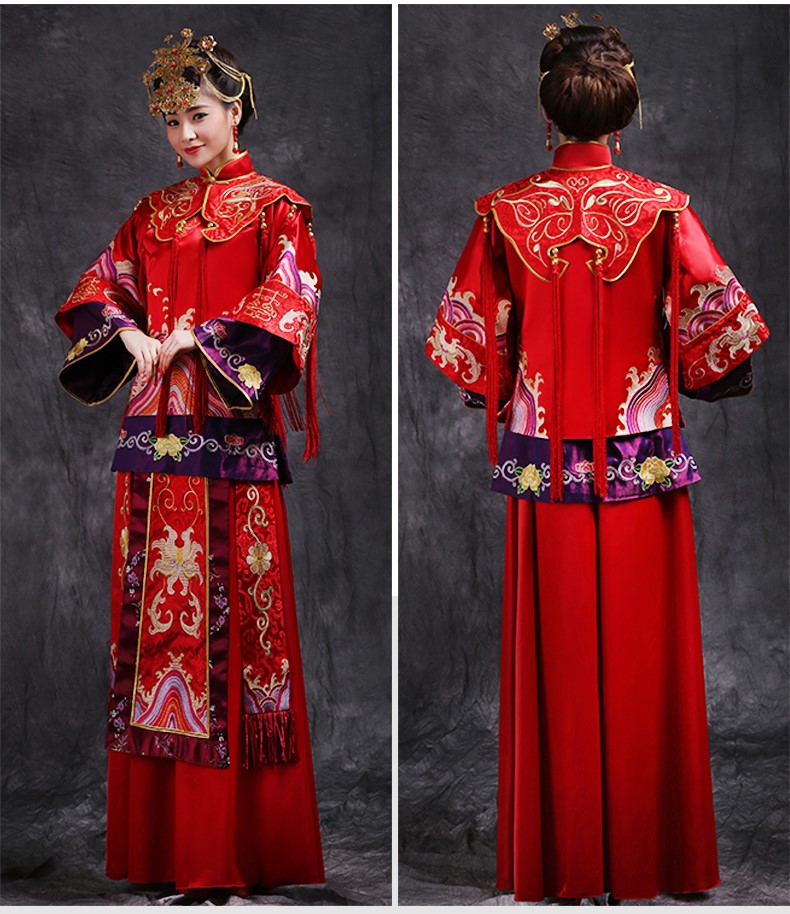 風姿華美新娘禮服，復古刺繡中式禮服