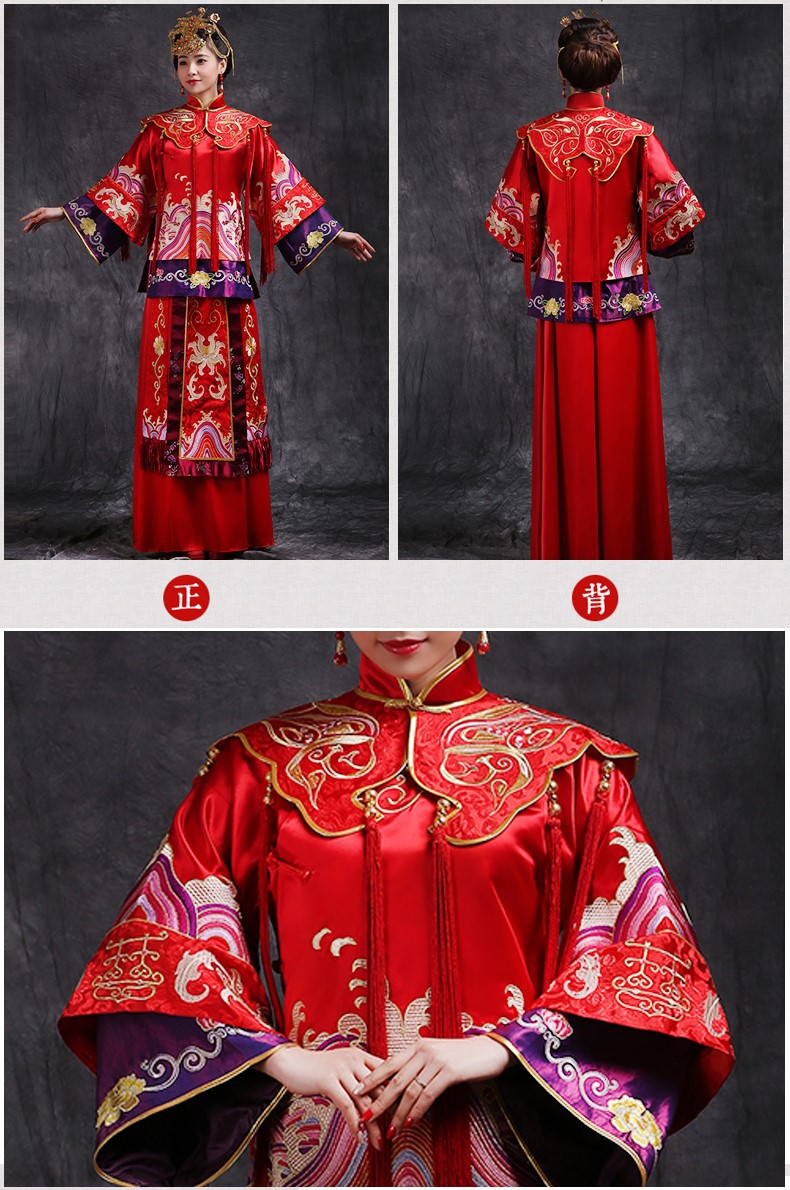 風姿華美新娘禮服，復古刺繡中式禮服