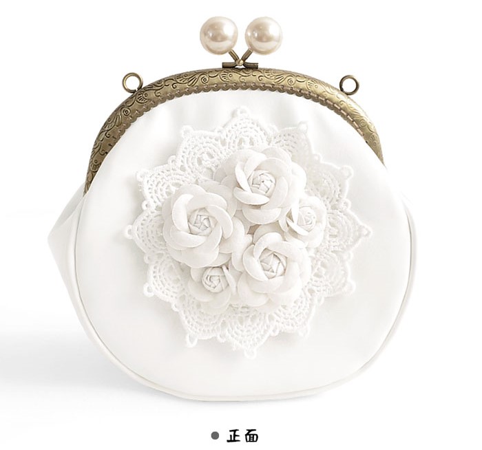 甜美蕾絲立體花朵手提包，古風仙氣手工包