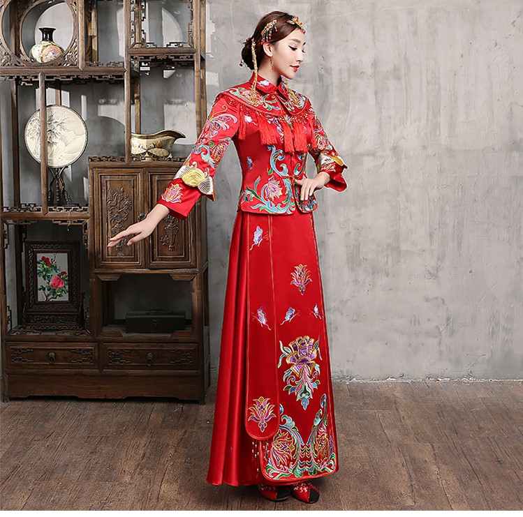 花開并蒂新娘禮服，氣質中式禮服