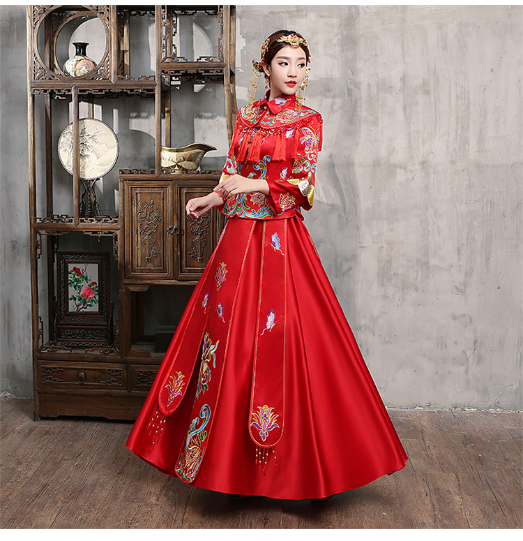 花開并蒂新娘禮服，氣質中式禮服