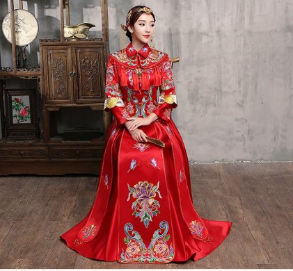 花開并蒂新娘禮服，氣質中式禮服