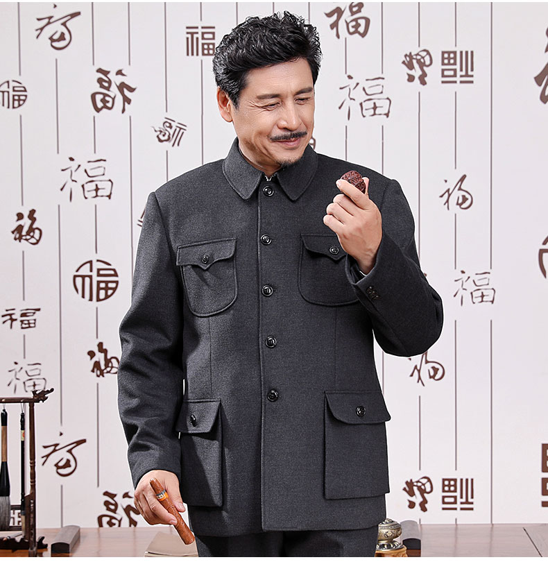 復古經典外套中式羊毛妮子男士中山裝