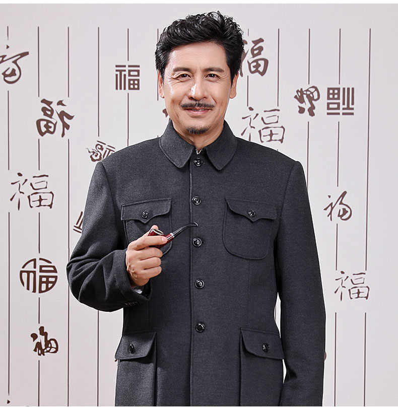 復古經典外套中式羊毛妮子男士中山裝