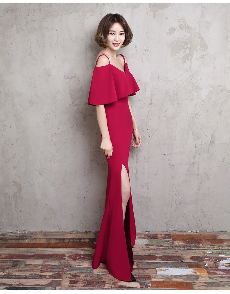 時尚大方吊帶中式禮服，優(yōu)雅中國風晚禮服