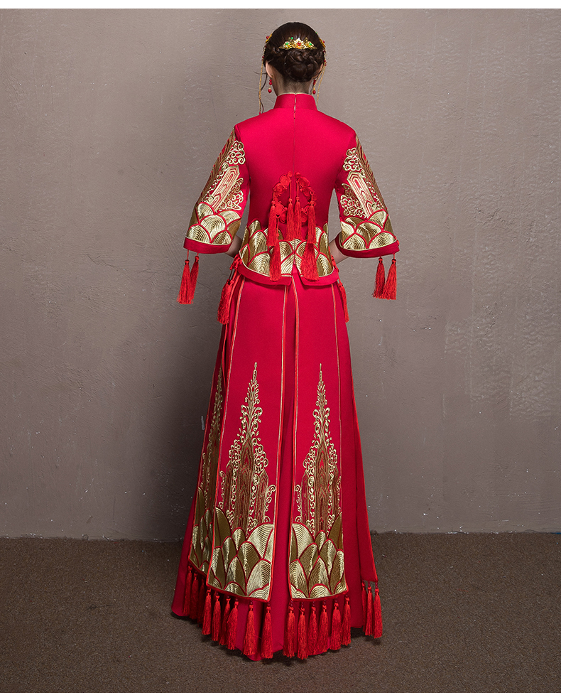 金絲刺繡中式禮服，唯美中國風新娘禮服