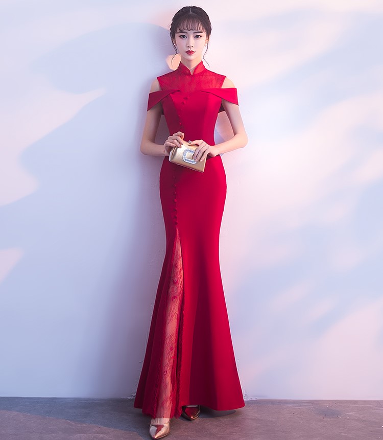 魚尾修身中式禮服，唯美中國風(fēng)晚禮服