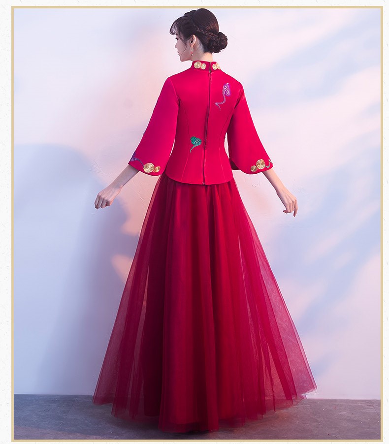 古典韻味中式禮服，鳳凰刺繡新娘結婚禮服
