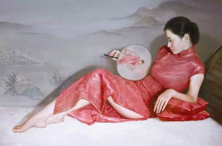 風情萬種的油畫旗袍女子！
