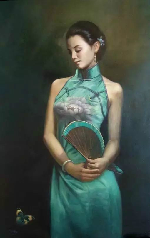 風情萬種的油畫旗袍女子！