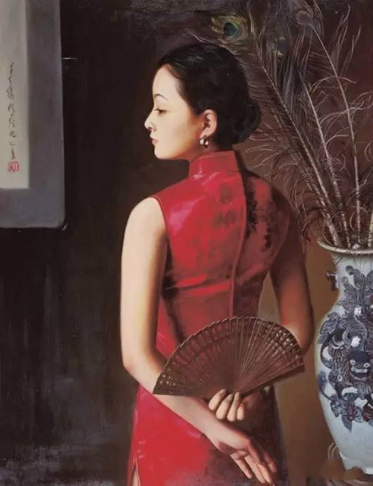 風(fēng)情萬種的油畫旗袍女子！