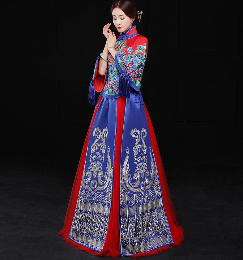 復古文藝中式禮服，中國風新娘結婚禮服