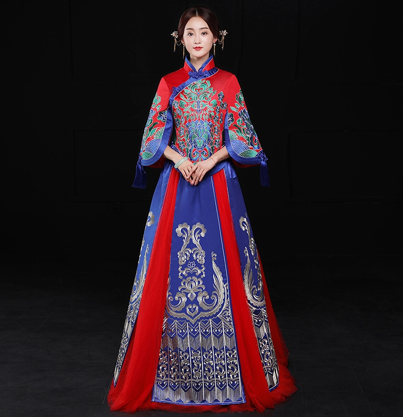 復古文藝中式禮服，中國風新娘結婚禮服