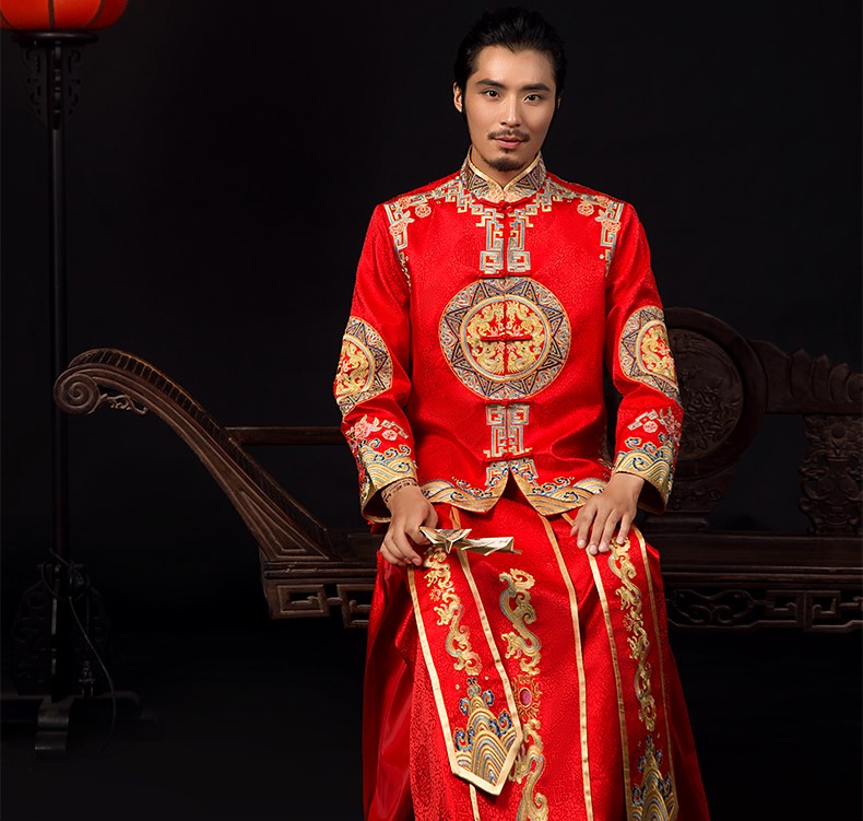 古典中式禮服，中國風新郎結婚禮服