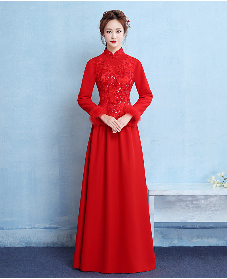古典中式禮服，中國風保暖晚禮服