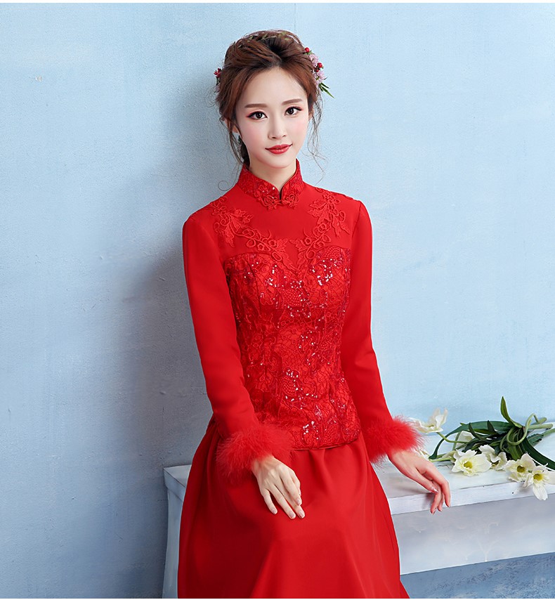古典中式禮服，中國風保暖晚禮服