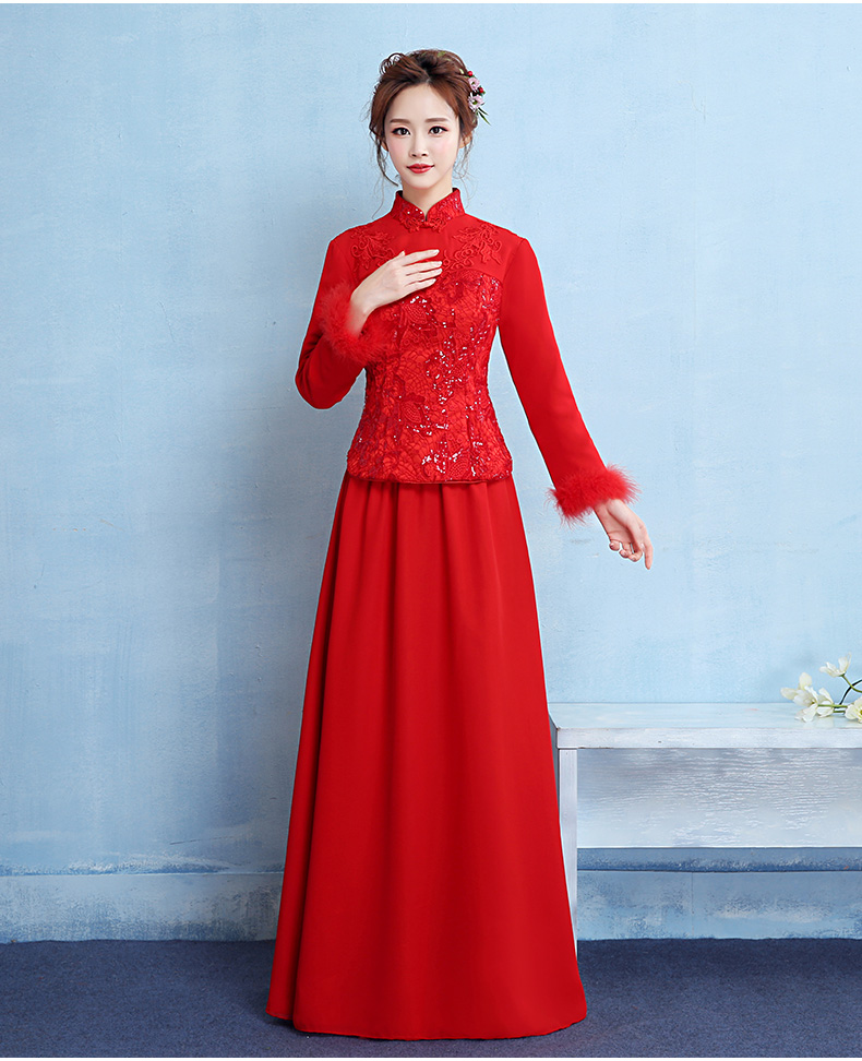 古典中式禮服，中國風保暖晚禮服