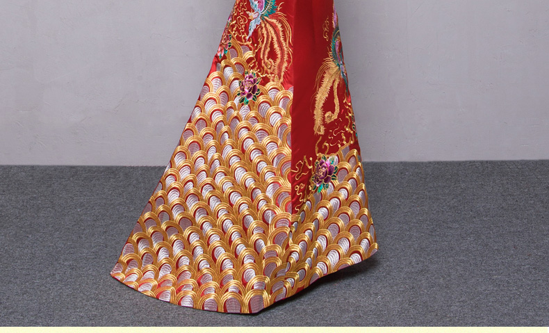 金絲繡花中式禮服，中國風新娘禮服
