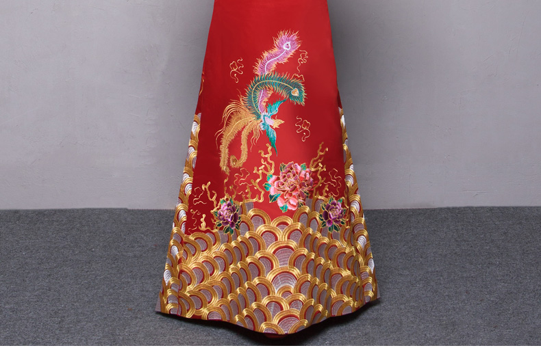 金絲繡花中式禮服，中國風新娘禮服