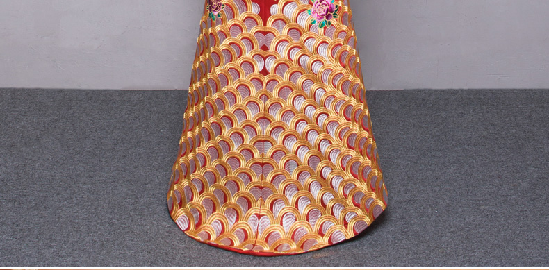 金絲繡花中式禮服，中國風新娘禮服