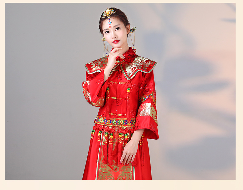 傳統古典刺繡中式禮服，中國風唯美新娘禮服