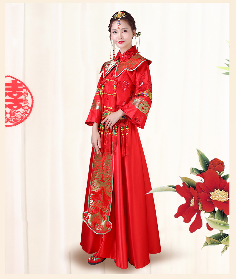 傳統古典刺繡中式禮服，中國風唯美新娘禮服