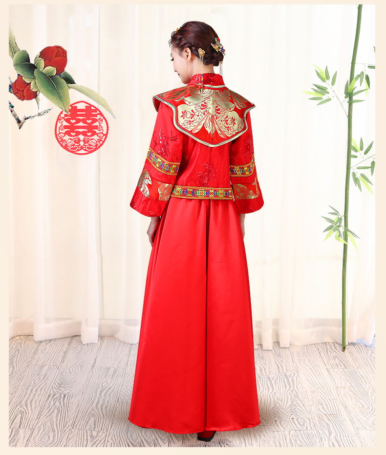傳統古典刺繡中式禮服，中國風唯美新娘禮服