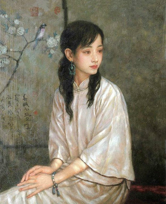 風情萬種的油畫旗袍女子！