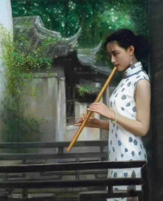 風情萬種的油畫旗袍女子！