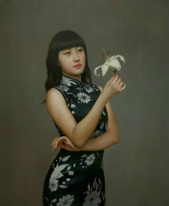 風情萬種的油畫旗袍女子！