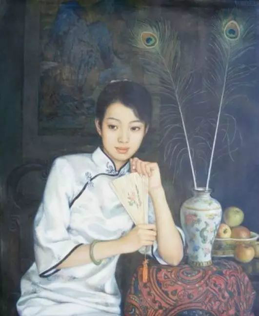 風情萬種的油畫旗袍女子！