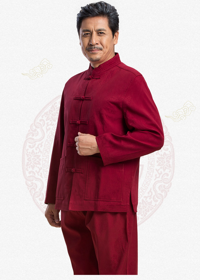 中國風精致提花紋男士加厚唐裝