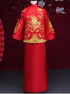 金龍男士古裝中式禮服，復(fù)古中國風(fēng)新郎禮服