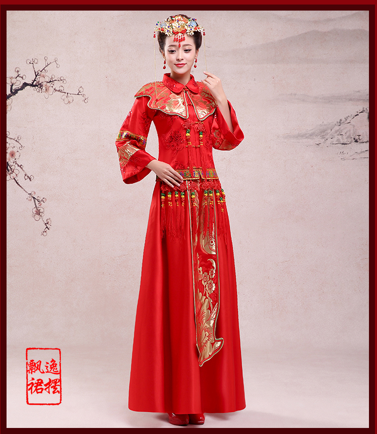 中國(guó)傳統(tǒng)式新娘禮服，鳳冠霞帔中式禮服