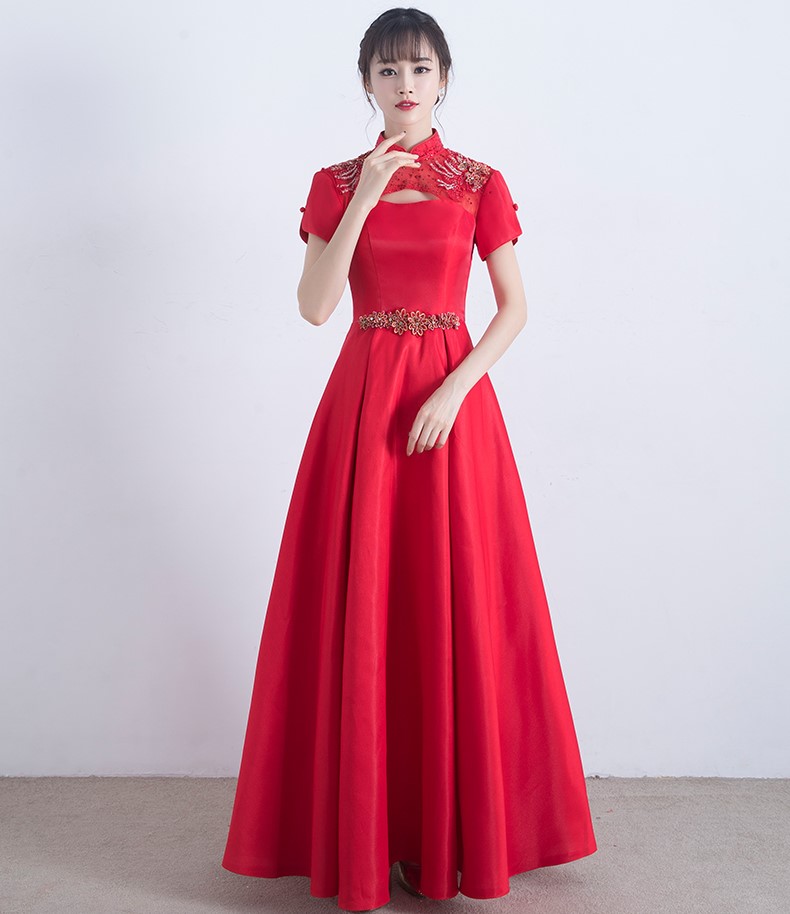 復古立領中式禮服，中國風晚禮服