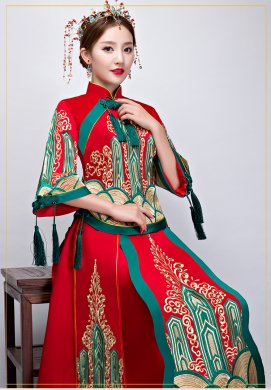 中國風(fēng)秀禾服中式禮服，新娘結(jié)婚禮服