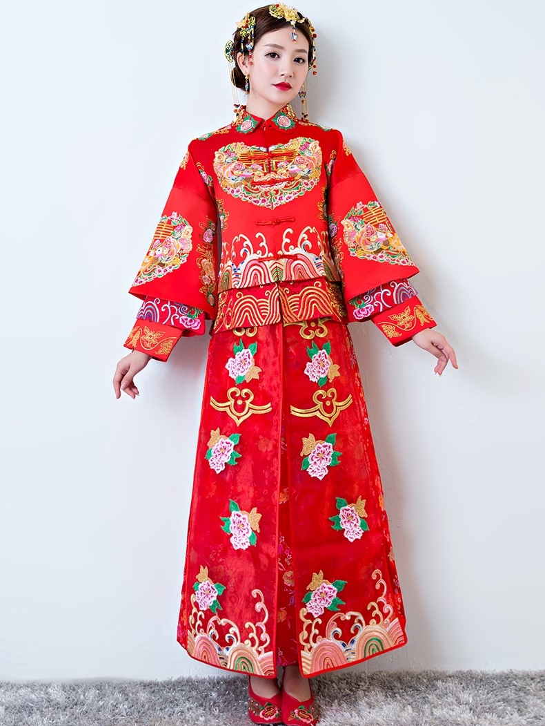 中國古典元素中式禮服，中國風(fēng)新娘結(jié)婚禮服