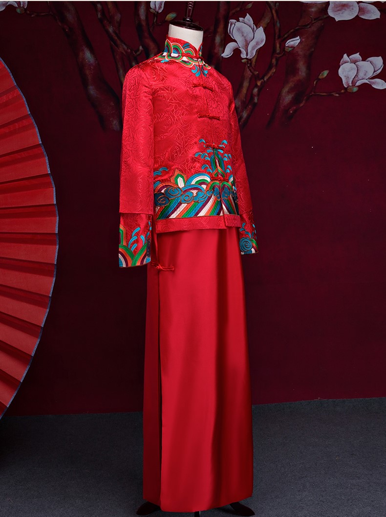 中國(guó)風(fēng)男士中式禮服，中國(guó)風(fēng)新郎結(jié)婚禮服