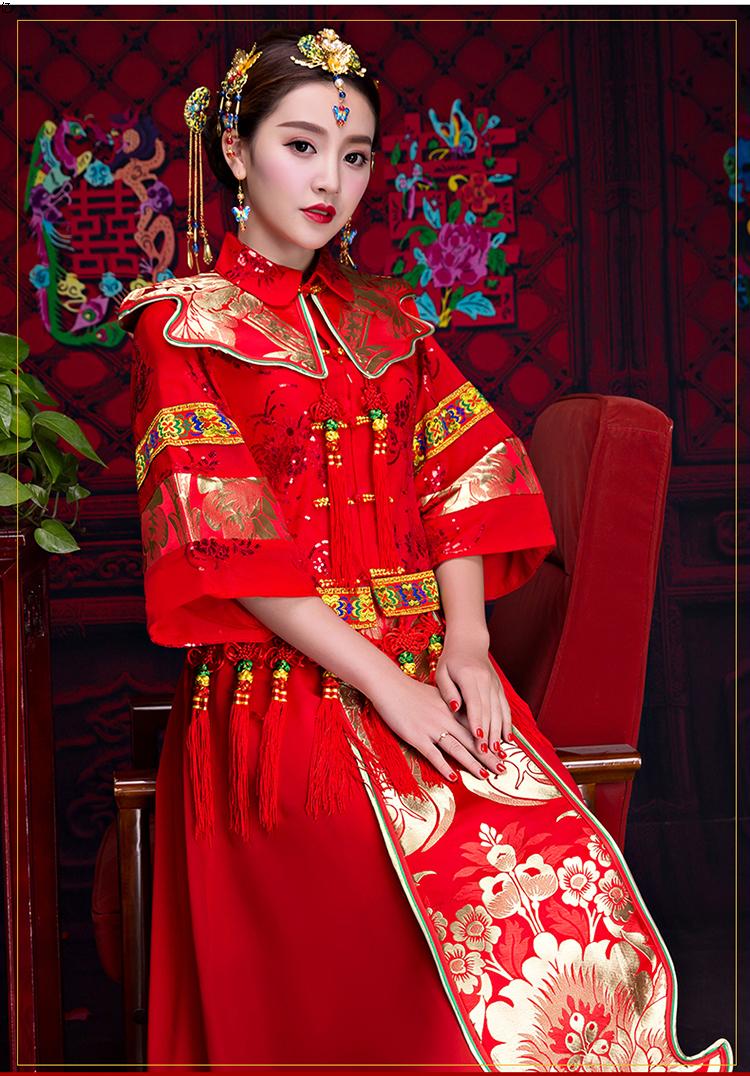 復古秀禾服中式禮服，中國風新娘結婚禮服