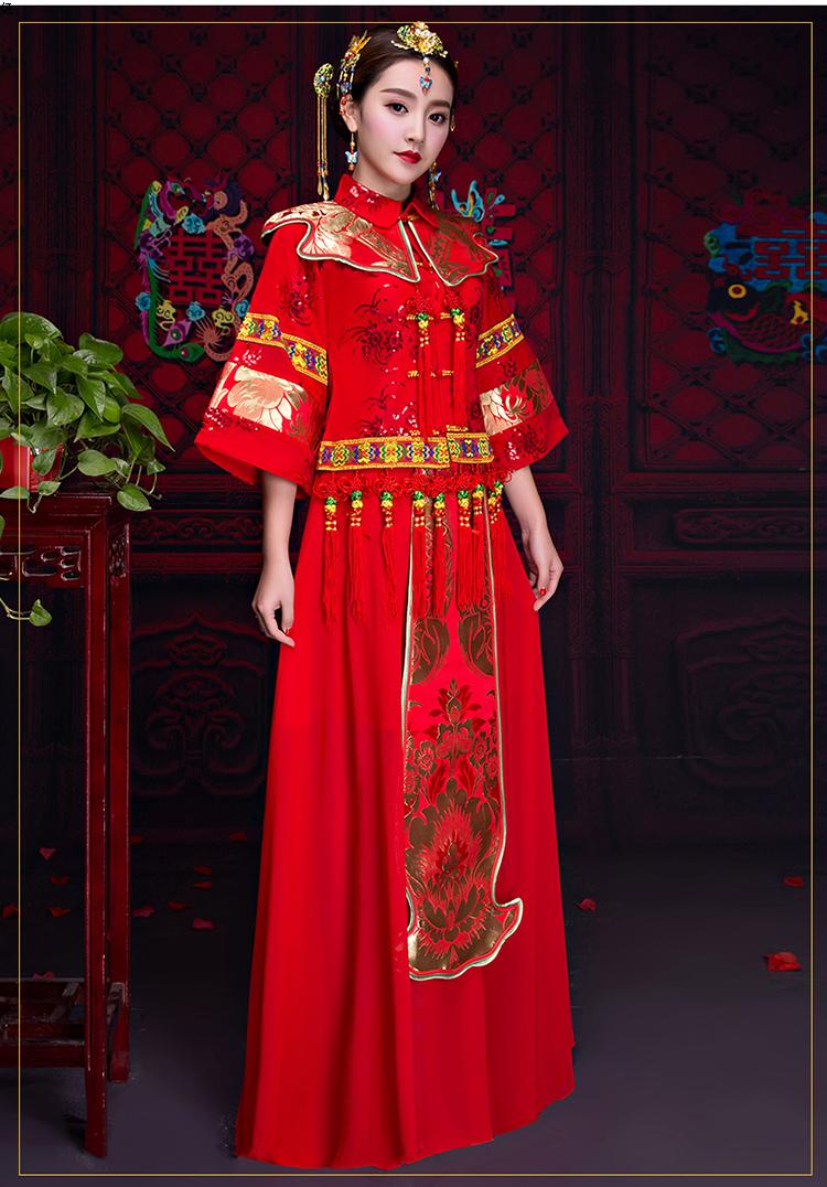 復古秀禾服中式禮服，中國風新娘結婚禮服