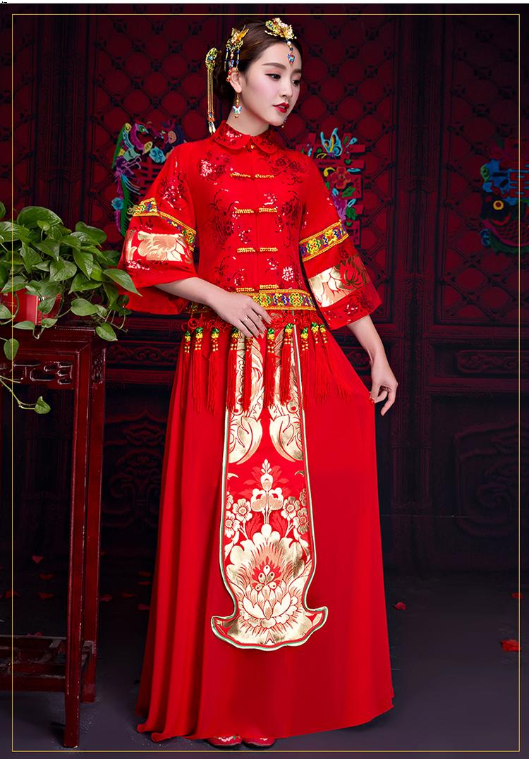 復古秀禾服中式禮服，中國風新娘結婚禮服