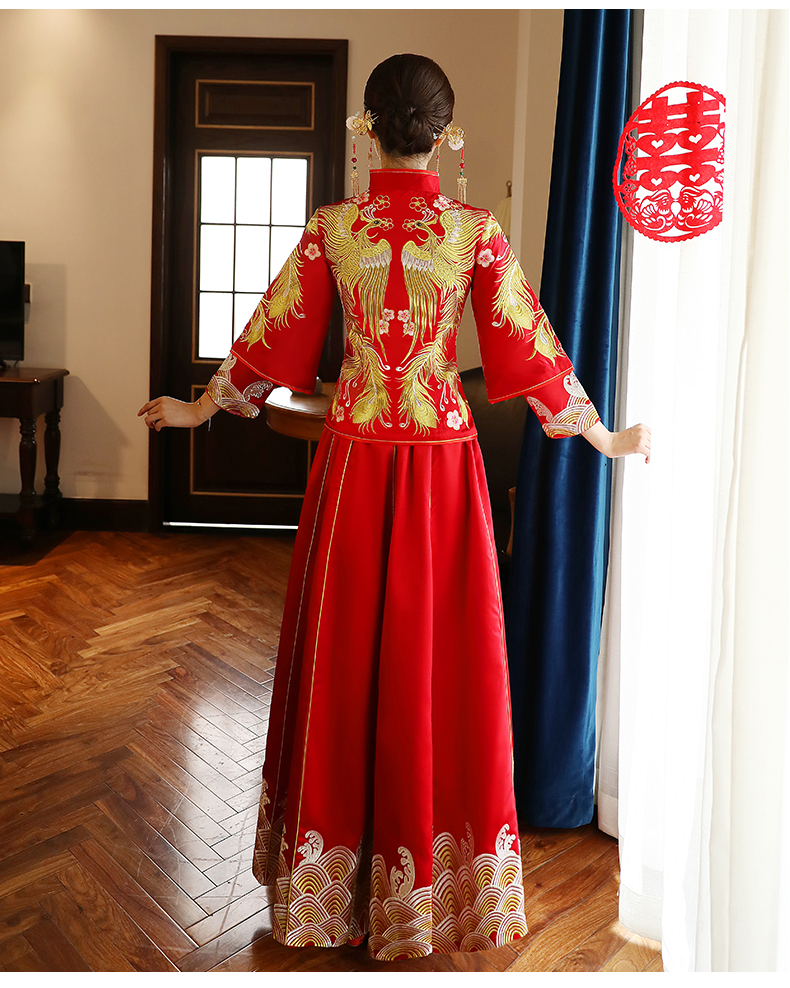 古典獨特刺繡新娘禮服，結婚中式禮服