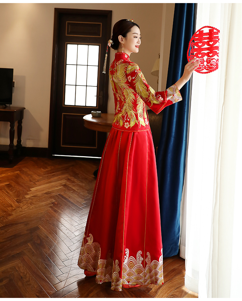 古典獨特刺繡新娘禮服，結婚中式禮服