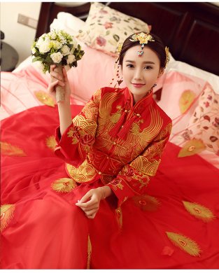 傳統古典中式禮服，復古新娘結婚禮服