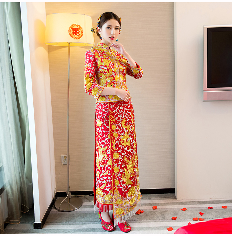 龍鳳褂中式婚禮禮服，時尚中國風新娘禮服