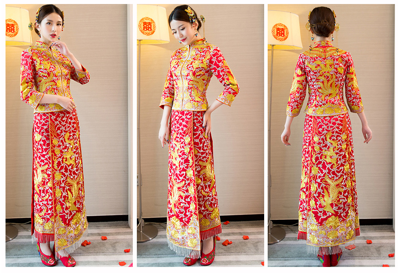 龍鳳褂中式婚禮禮服，時尚中國風新娘禮服